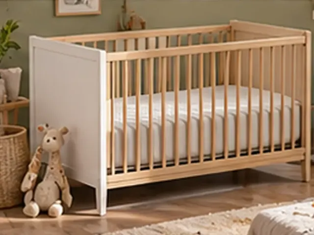 Illustration générique d'un lit bébé à barreaux dans une chambre