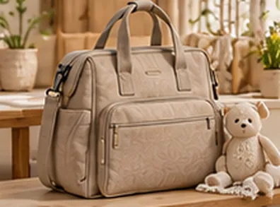Illustration générique d'un sac à langer posé près d'une peluche